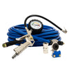 Truck Tire Inflation Kit — Inflator Gun with Pressure Gauge + 50ft Blue Air Hose + Glad Hand— Connects to Onboard Air