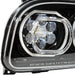 Aftermarket LED Headlight Black Housing Compatible with Peterbilt 388/389/367/567 P54-6166-110R - close-up detail