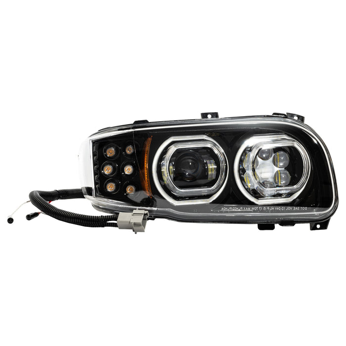 Aftermarket LED Headlight Black Housing Compatible with Peterbilt 388/389/367/567 P54-6166-110R - installed view
