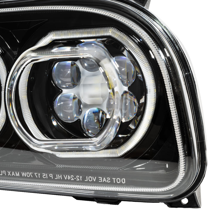 Aftermarket LED Headlight Black Housing Compatible with Peterbilt 388/389/367/567 P54-6166-110R - rear view