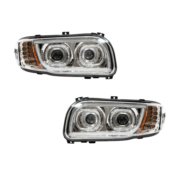 Aftermarket LED Chrome Headlight Compatible with Peterbilt 388/389/367/567 P54-6166-11R - front view