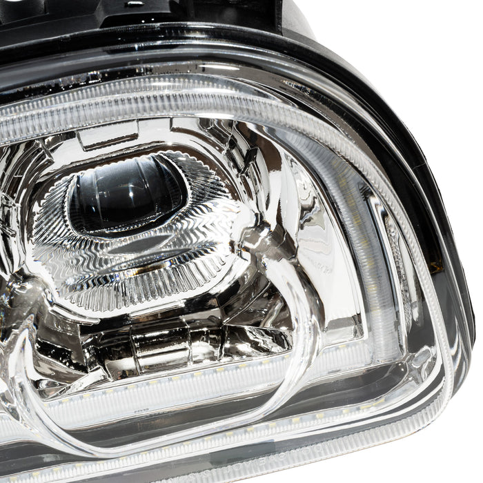 Aftermarket LED Chrome Headlight Compatible with Peterbilt 388/389/367/567 P54-6166-11R - full assembly view