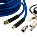 Truck Tire Inflation Kit — Inflator Gun with Pressure Gauge + 50ft Blue Air Hose + Glad Hand— Connects to Onboard Air - side angle view