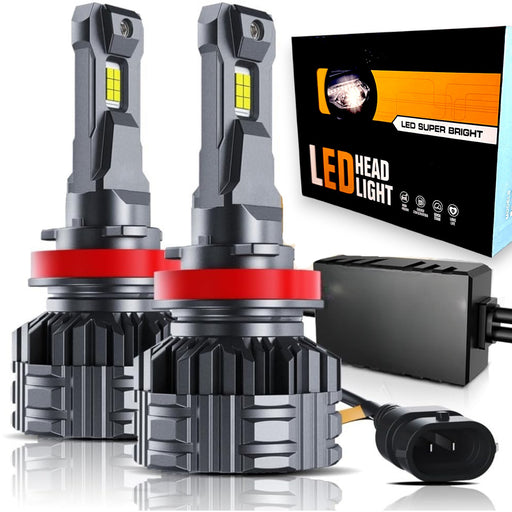 H11 H8 LED Headlight Bulbs — White, Plug & Play, 12V, Waterproof — Truck & Car Replacement (2-Pack)