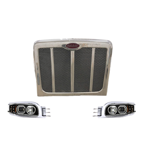 Paquete de parrilla y faros de repuesto compatible con Peterbilt® 567