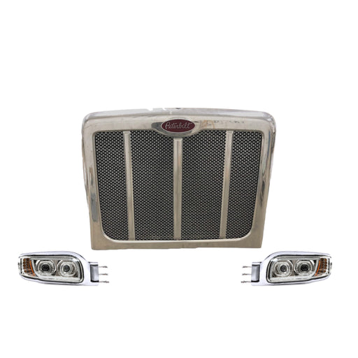Paquete de parrilla y faros de repuesto compatible con Peterbilt® 567
