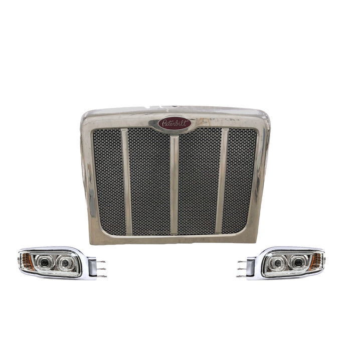Aftermarket Grille & Headlight Bundle Compatible with Peterbilt® 567