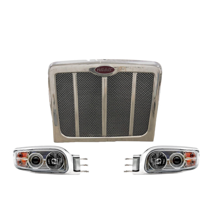 Aftermarket Grille & Headlight Bundle Compatible with Peterbilt® 567