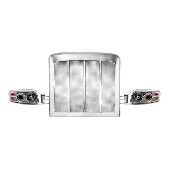 Aftermarket Grille & Headlight Assembly Bundle Compatible with Peterbilt® 388/389/367/567/589