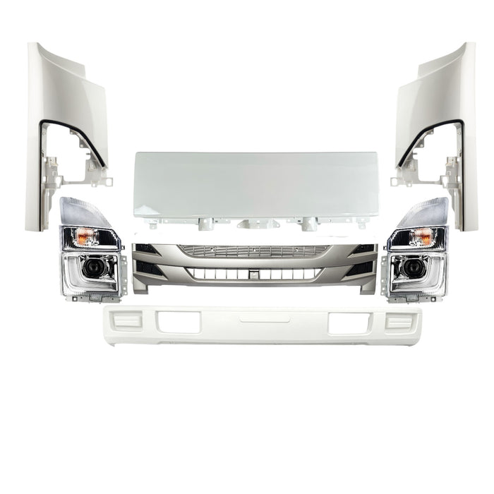 Isuzu NPR/NRR/NQR Aftermarket Body Parts Kit (2023-2024) – Grille, Bumper, Headlights, Turn Signals Set