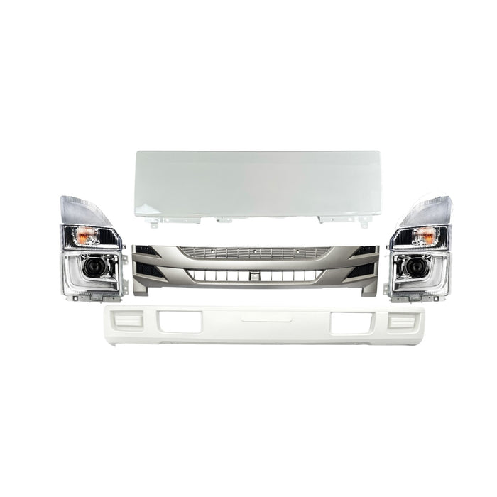 Isuzu NPR/NRR/NQR Aftermarket Body Parts Kit (2023-2024) – Grille, Bumper, Headlights, Turn Signals Set